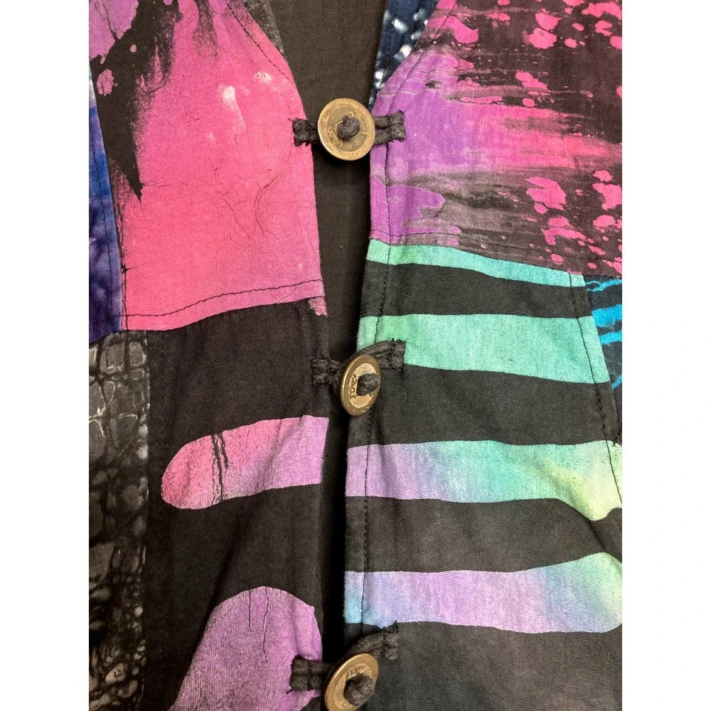 Unique Reversible Jacket Rainbow Print Graphics w/ Buttons - Picture 2 of 5
